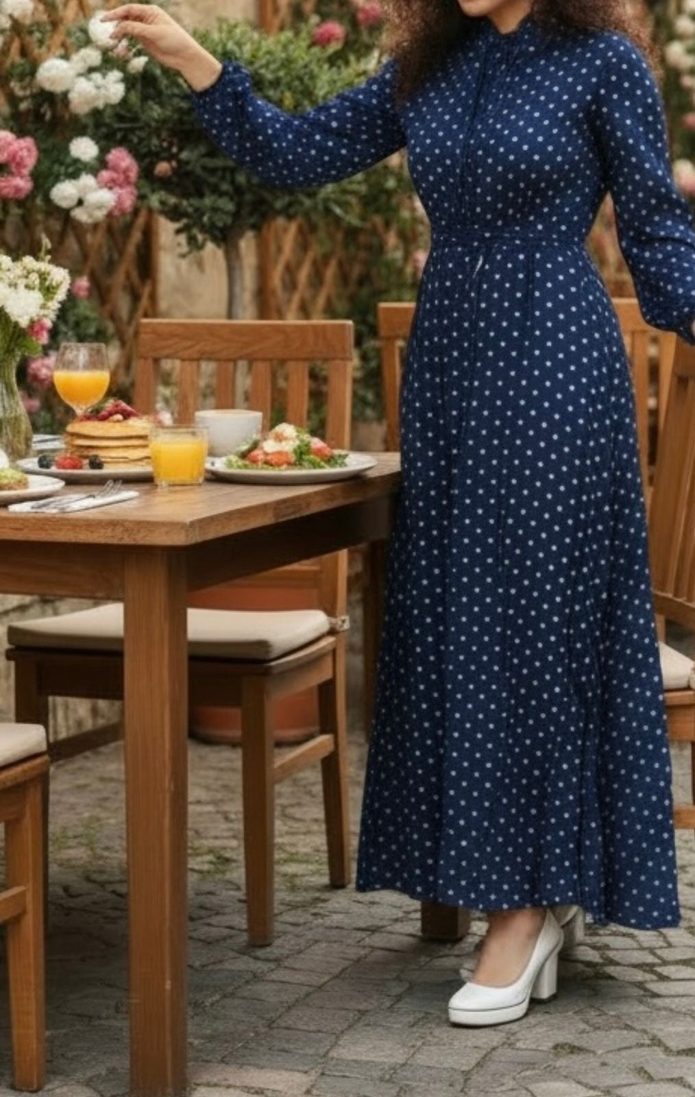 Dress Print Lined Polka Dots Black / Blue