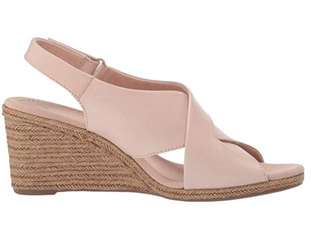 CLARKS Footwear Women's Lafley Alaine Wedge Sandal Blush Leather