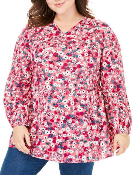 WOMAN WITHIN Women Plus Tunic Peach Floral