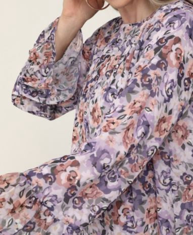 Dress Gown Lined Floral Plus Size Lilac