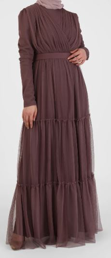 Dress Evening Tulle Mauve / Taupe