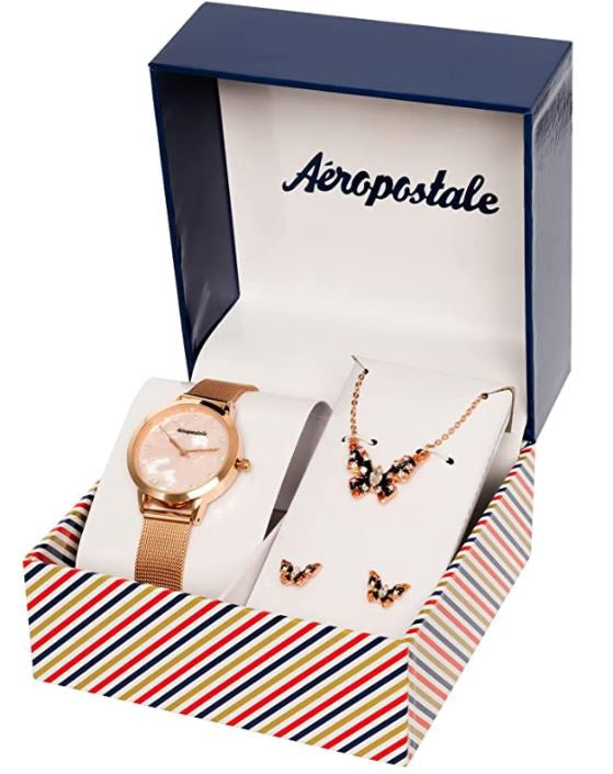 AEROPOSTALE Watch Set Aéropostale Necklace & Earring Butterfly