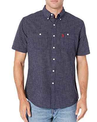US POLO ASSN. Men Shirt Us Polo Short Sleeve Button Down Navy