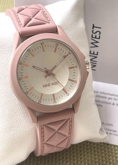 NINE WEST Watch Women Silicone Strap Blush 2746SVLP