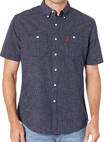 US POLO ASSN. Men Shirt Us Polo Short Sleeve Button Down Navy