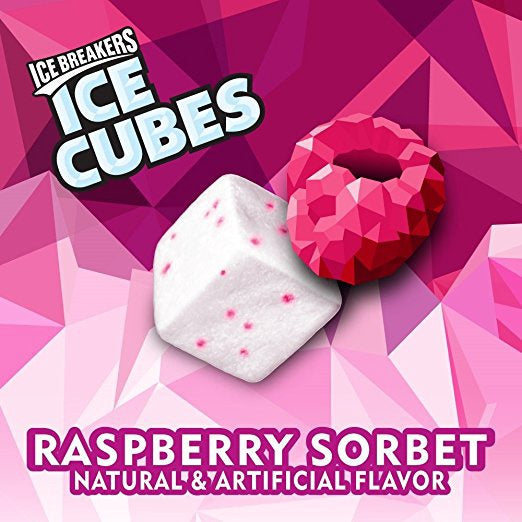 HERSHEY'S Ice Breakers Ice Cube Raspberry Sorbet Sugar Free Gum 40-PIECES