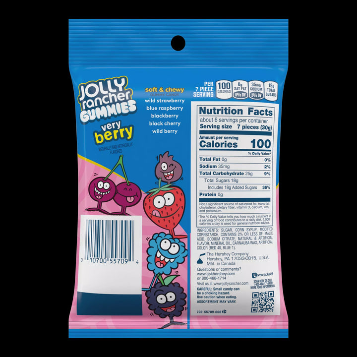 HERSHEY'S Jolly Rancher Gummies Very Berry Candy 6.5OZ 184G