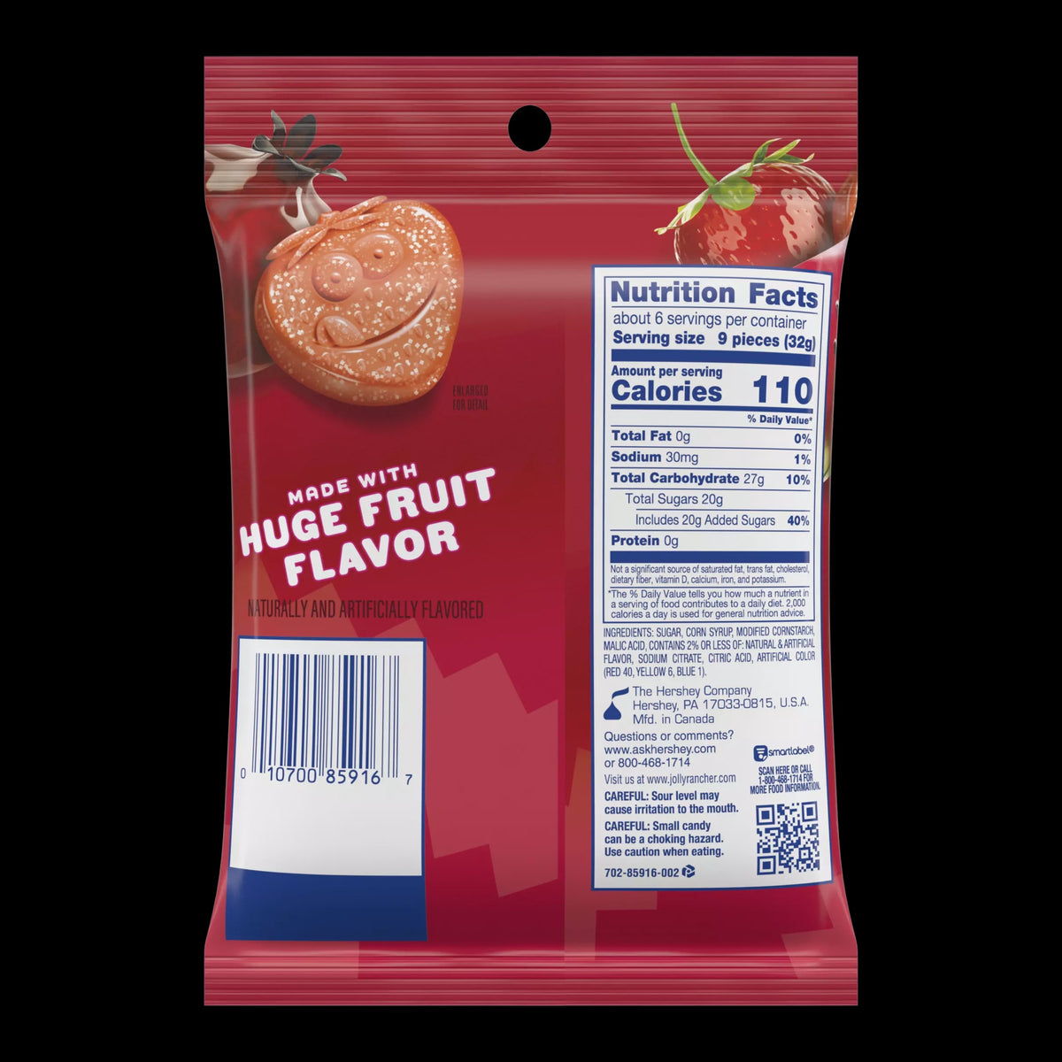 HERSHEY'S Jolly Rancher Sour Gummies Red Candy 6.5OZ 184G