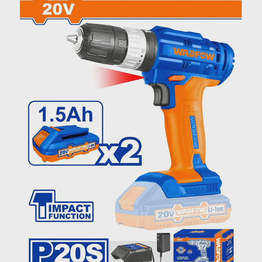 WADFOW Drill Gun UWCDP522 Impact 3/8" 20V Lithium Ion