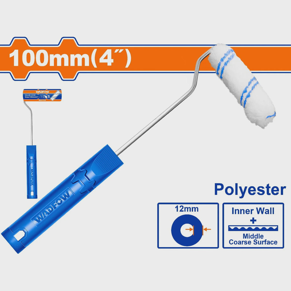 WADFOW Roller Brush 4" WCB1904 with Long Handle Polyester