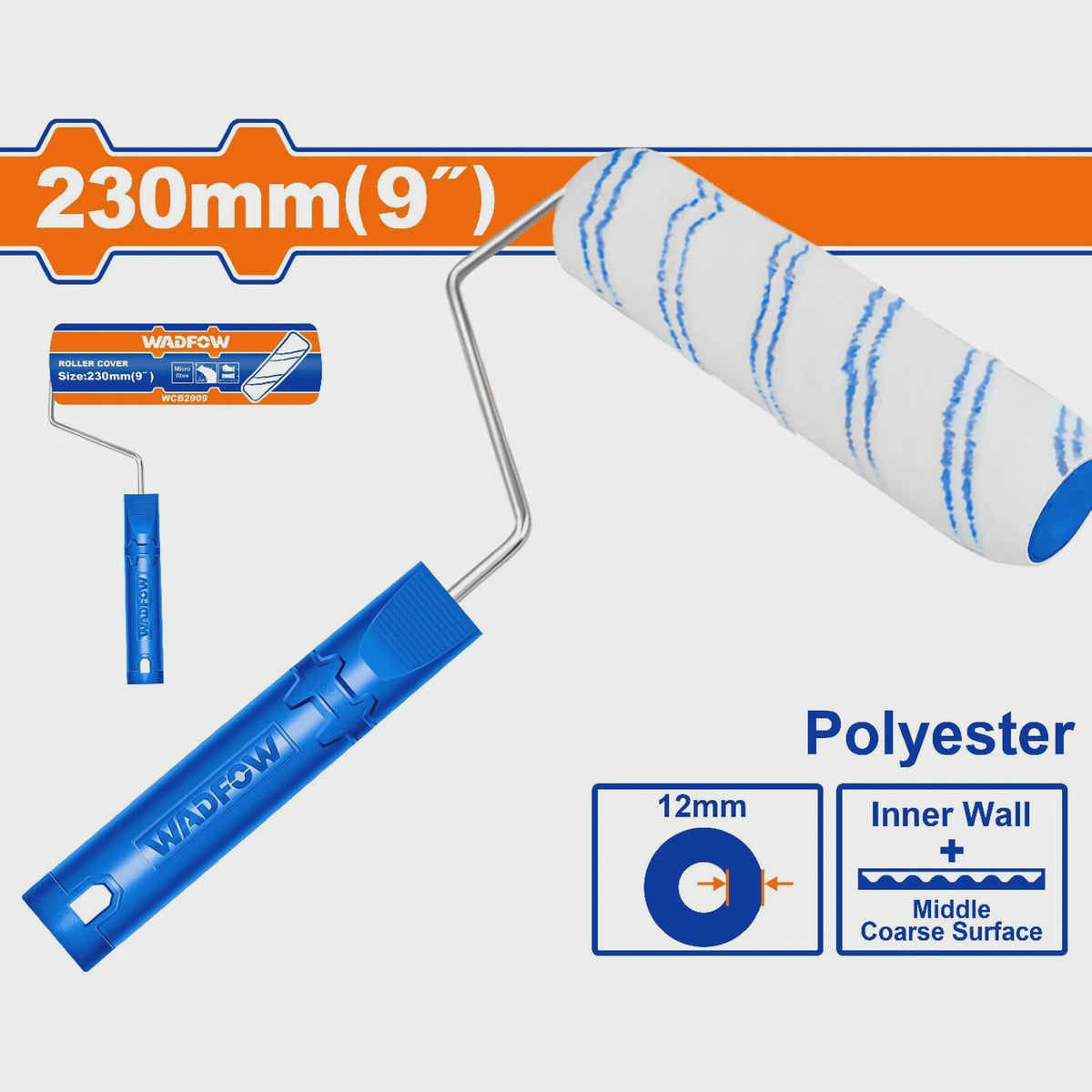 WADFOW Roller Brush 9" WCB1909 with Handle Polyester