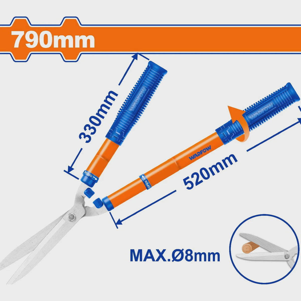 WADFOW Shear Hedge WPR1E90 Extendable Telescopic