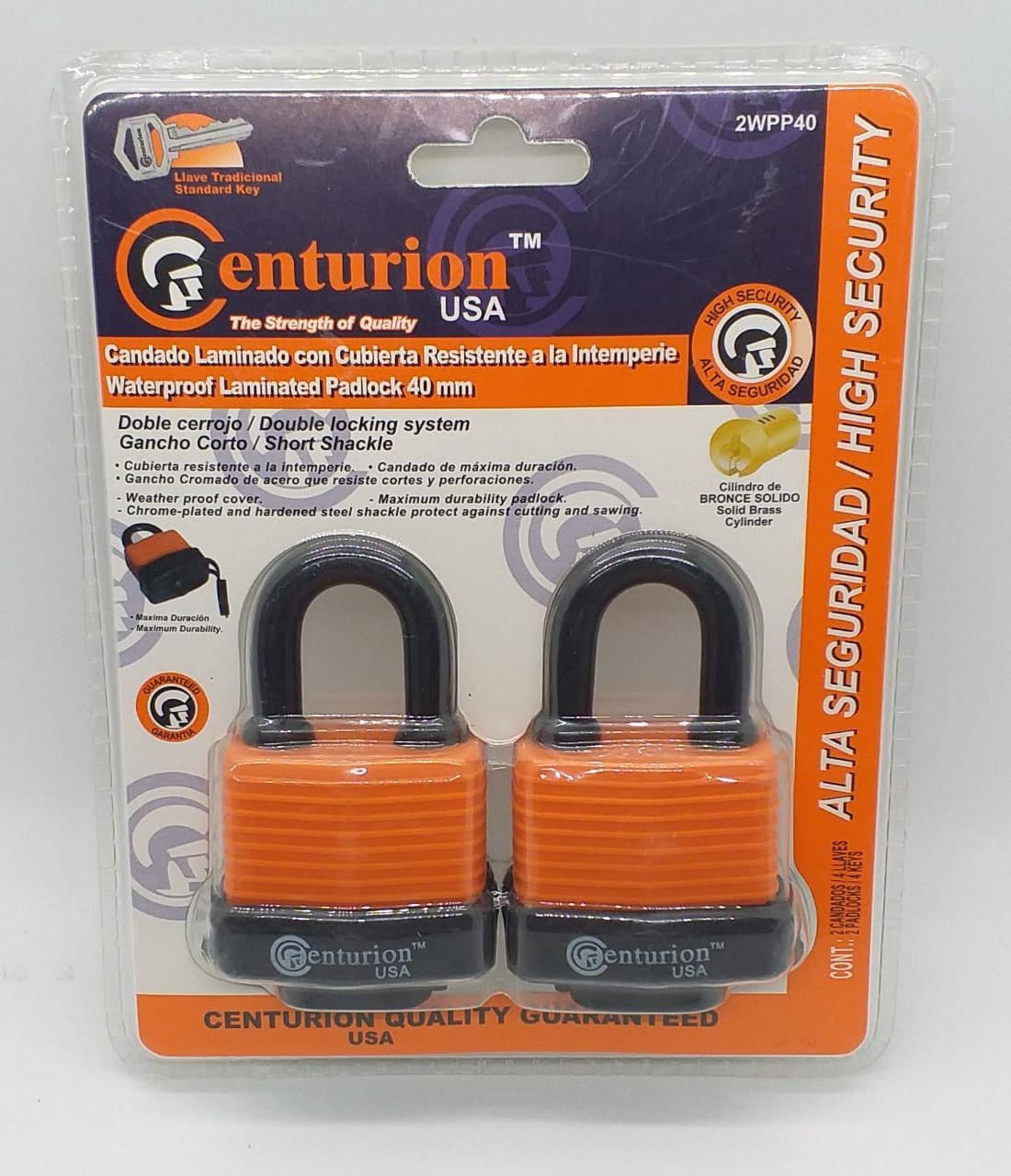 CENTURION Padlock 40MM 2PCS 2WPP40 Waterproof Laminated