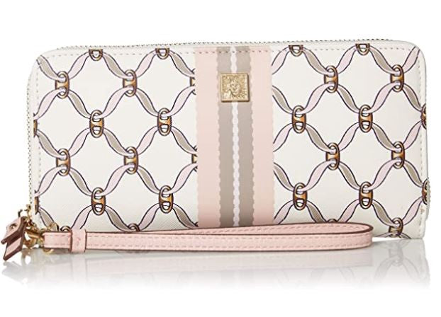 ANNE KLEIN Purse Slim Zip Wallet W/WRISTLET AKH3393 White Multi