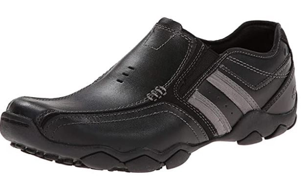 SKECHERS Footwear Men's Diameter Zinroy SLIP-ON Black Leather Loafer