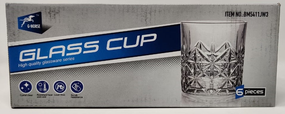 Glass Cup Set 6PCS Clear G-HORSE GLASS-24 BM5411JW3