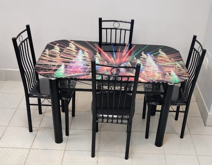 Glass Dining Table with 4 Chair Set H523