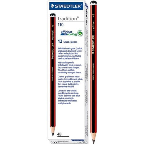 STAEDTLER Stationery Pencil Tradition 110 Pencil Red & Black Sold Each
