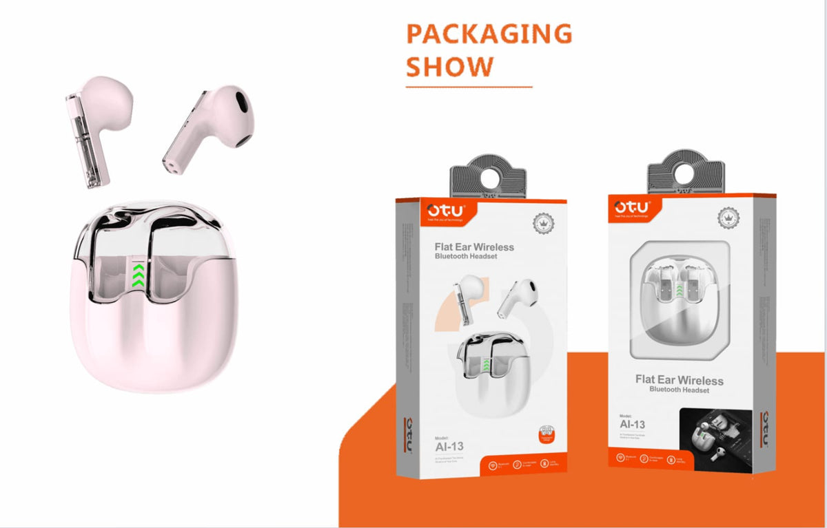 OTU Headphones Wireless Earphone AI-13 Flat Ear Stereo Bluetooth Headset