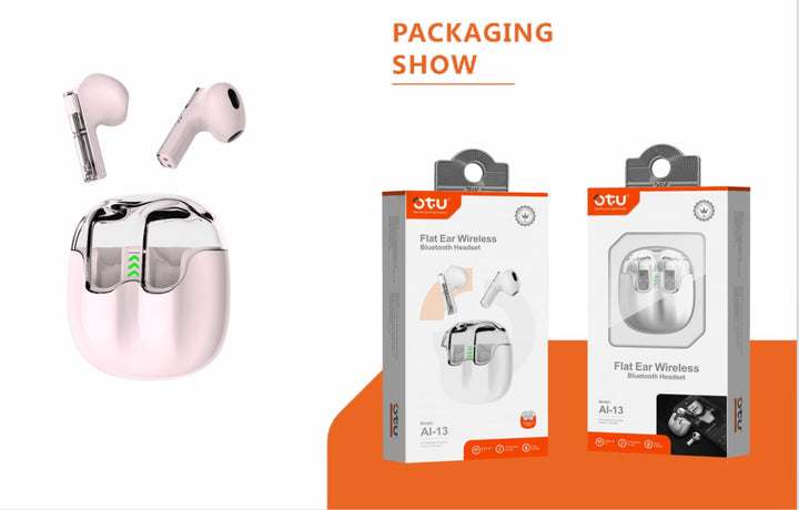 OTU Headphones Wireless Earphone AI-13 Flat Ear Stereo Bluetooth Headset