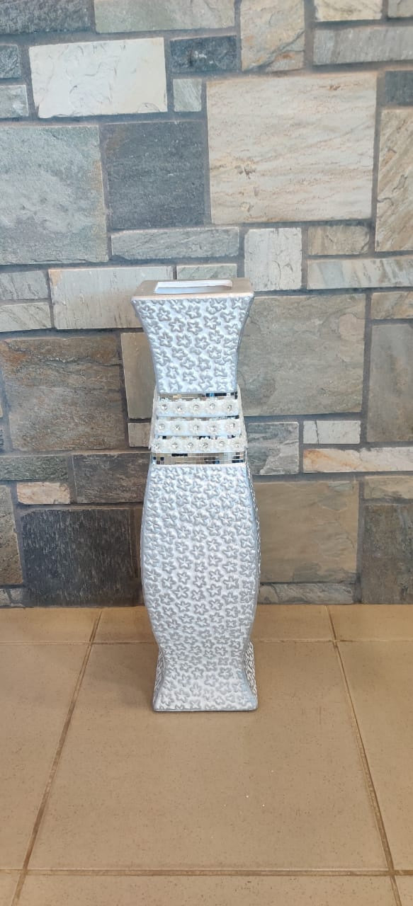 Vase 24" EQ125 White and Silver Stars