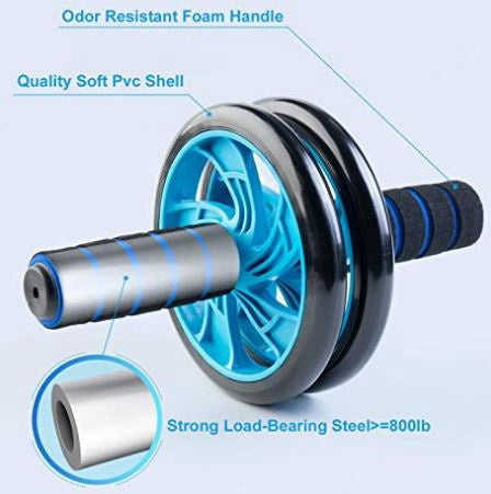 BOSWELL Ab Roller Wheel 5 IN 1 Kit Knee Pad, Grip, Skipping Rope, Resistance Bands, Pad Push Up Bars Handles