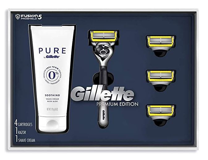 GILLETTE Gift Set Men Fusion Proglide 4 Fusion Blade Refills, 1 Razor Handle & Shaving Cream