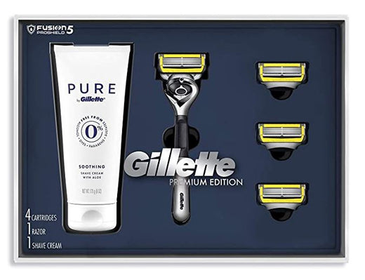 GILLETTE Gift Set Men Fusion Proglide 4 Fusion Blade Refills, 1 Razor Handle & Shaving Cream