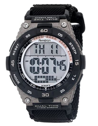 ARMITRON Watch Sport Men's 40/8330BLK Brown Accented Digital Chronograph Black Nylon Strap