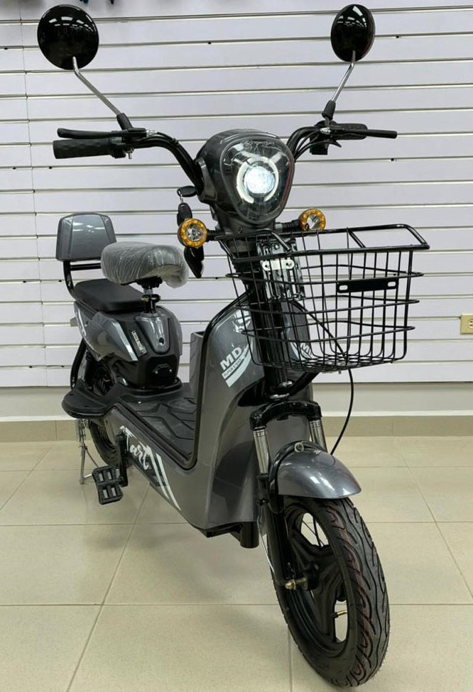 Electric Bike Md Time Start GE-GRAY with Mirrors, Turn Signals, Alarm and Charger Ebike