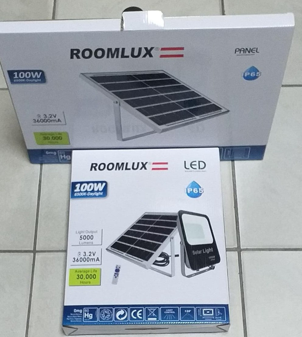 ROOMLUX Lamp LED Solar Flood 100W B43748 Black 6500K