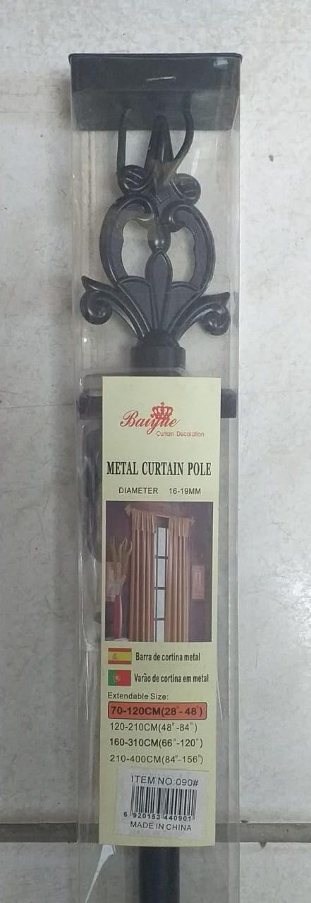 Curtain Rod Baiyae Black Spear End 70-120CM 28"-48" Extendable