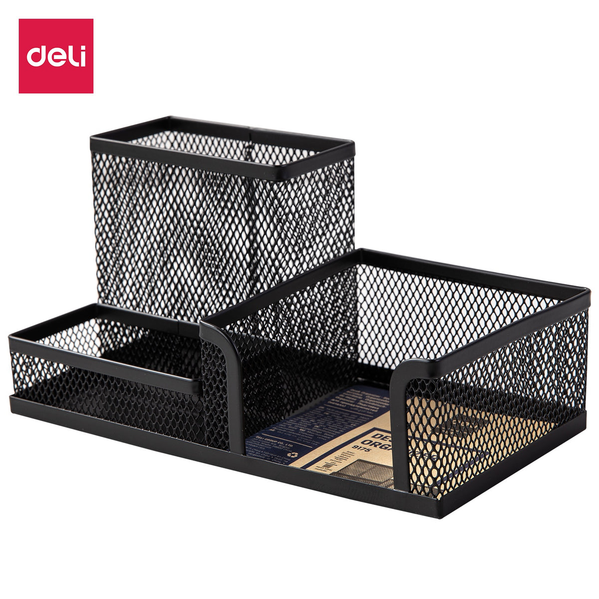 DELI Stationery Mesh Desk Organizer 9175 Metal