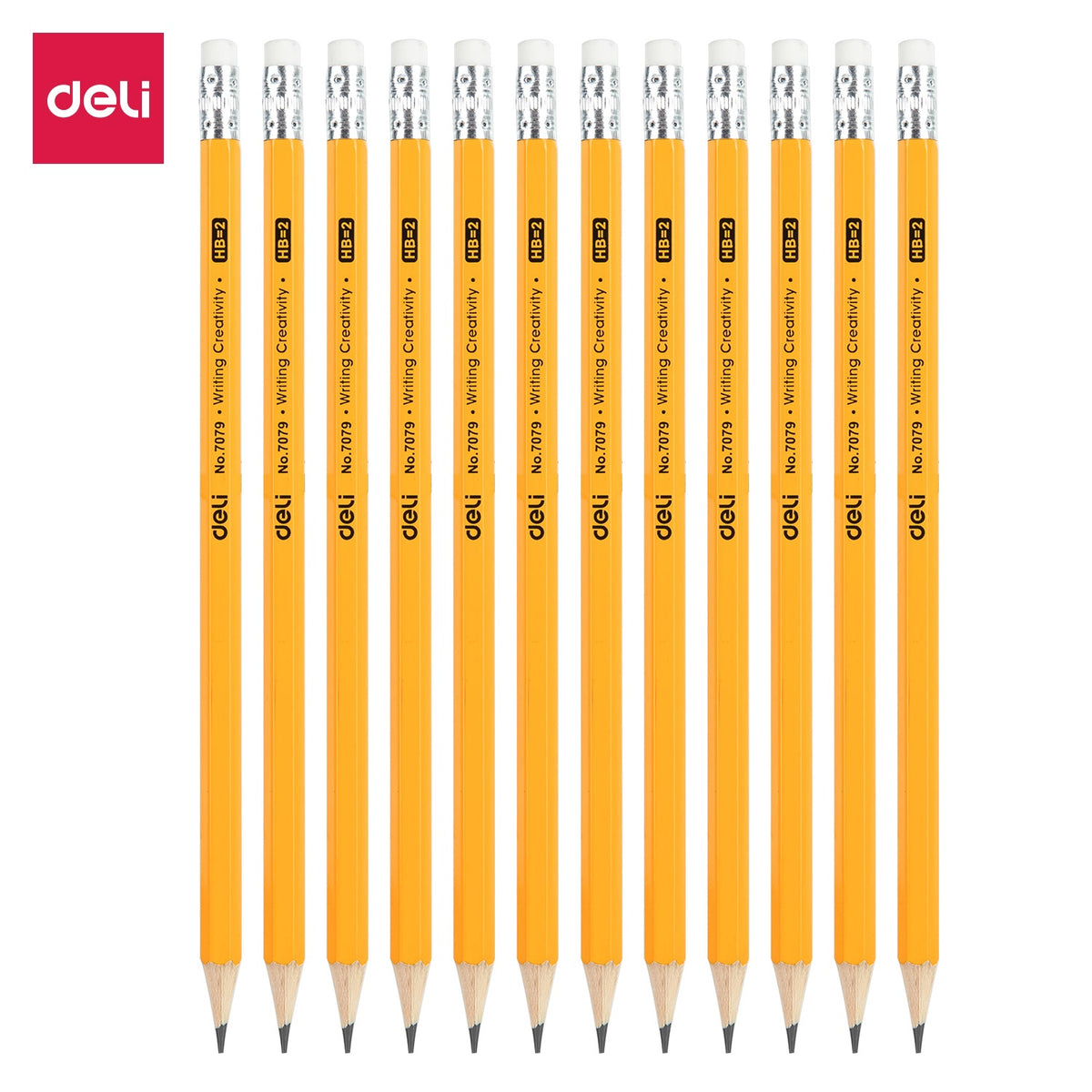 DELI Stationery Pencil 7079 Hb = 2 Writting Creativity Graphite Pencil 12PCS Box