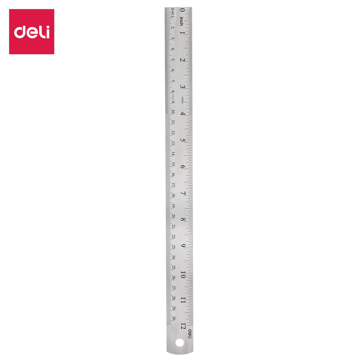 DELI Stationery Ruler 8463 Clasic Steel Metal Silver 12" 30CM