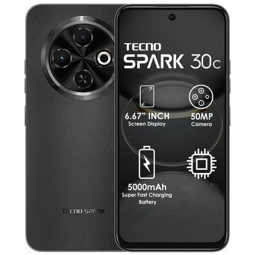 TECNO Cellphone Spark 30C KL5 128GB + 4GB Orbit Black