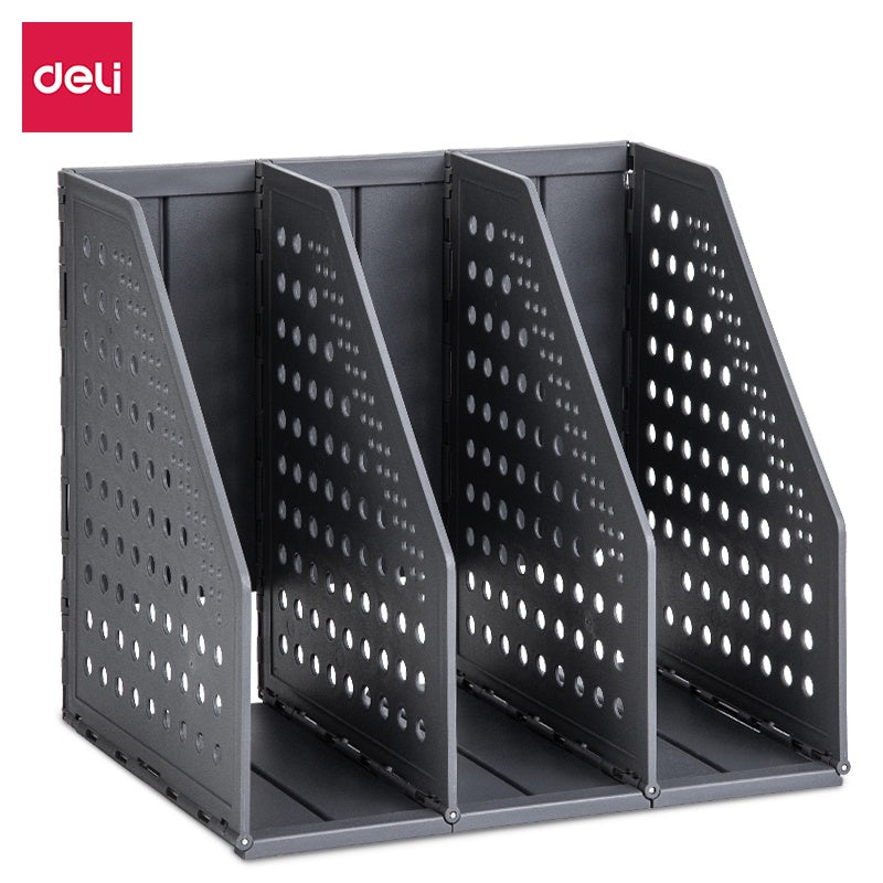 DELI Stationery Magazine Holder 79003 3-SPACE Dark Grey