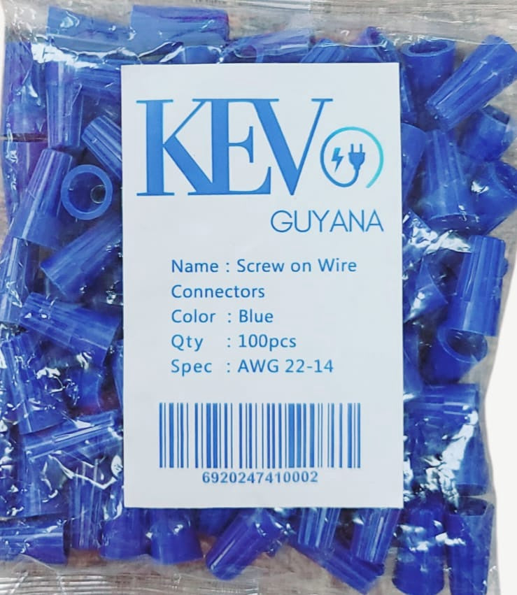 KEV Wire Connector Screw on Blue 22-14 100PCS Pk