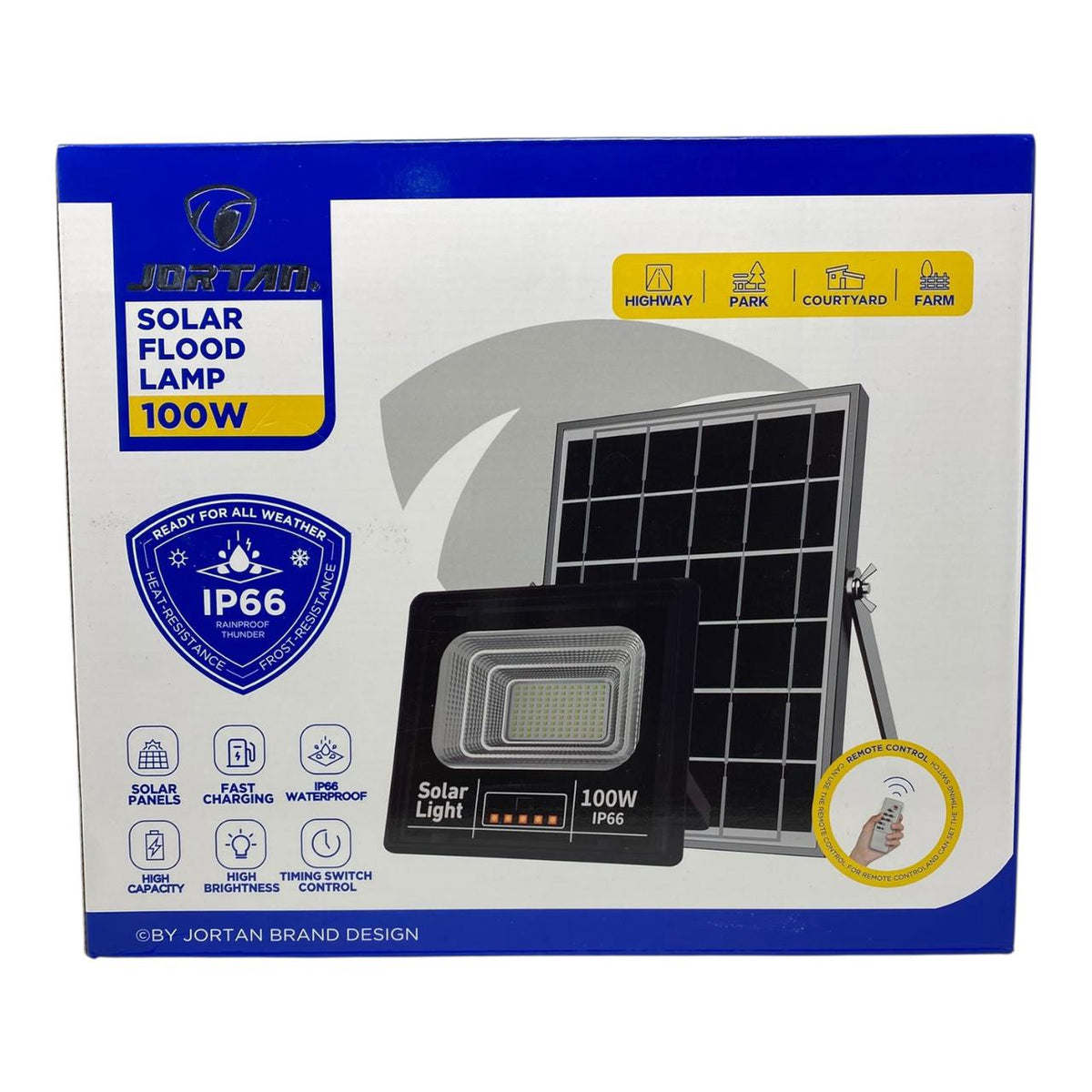 JORTAN Lamp LED Solar Flood 100W JT-91001-YY100W 6500K IP66