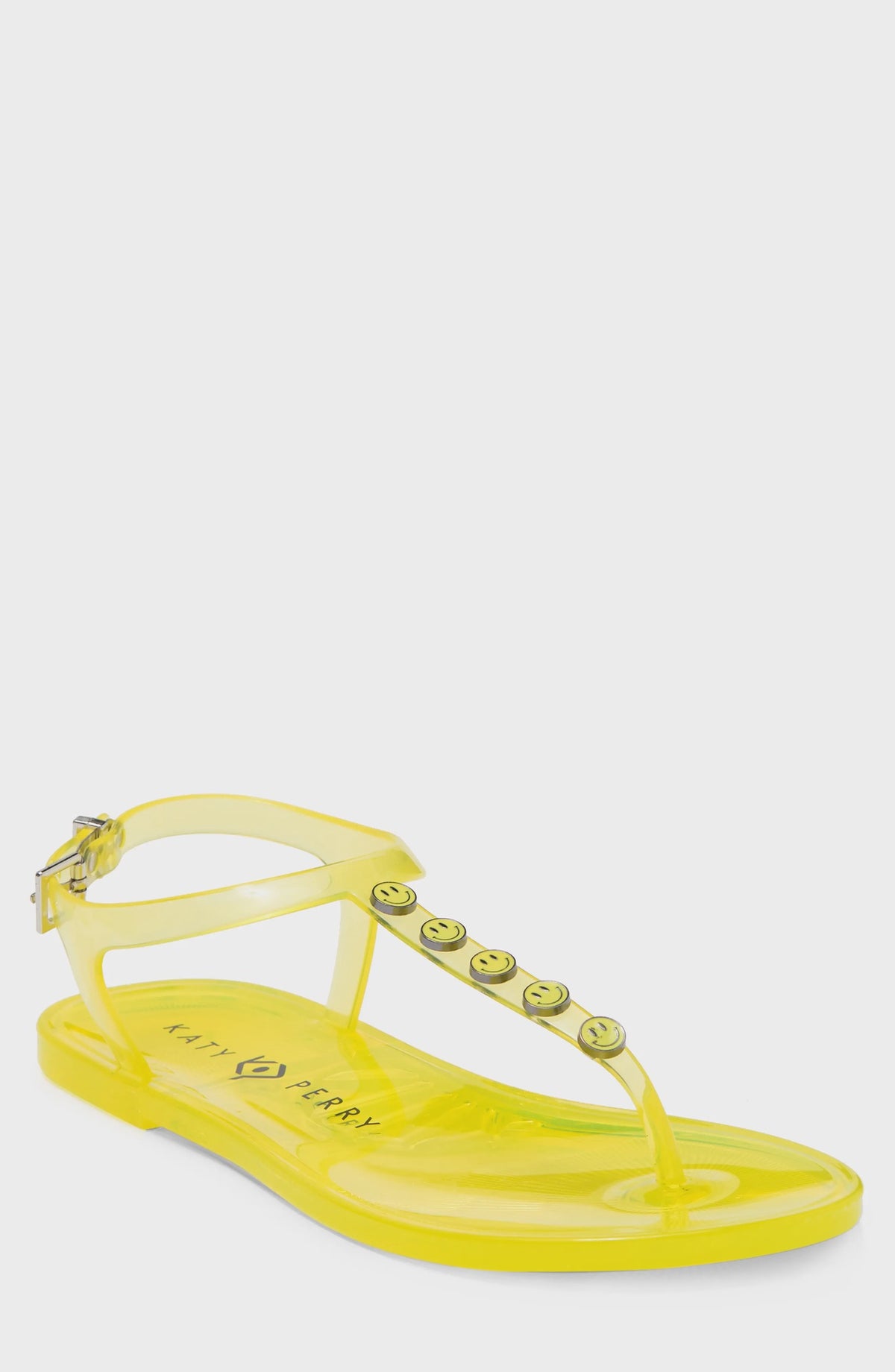 KATY PERRY Footwear Women's GELI-T Strap Flat Sandal Lemon