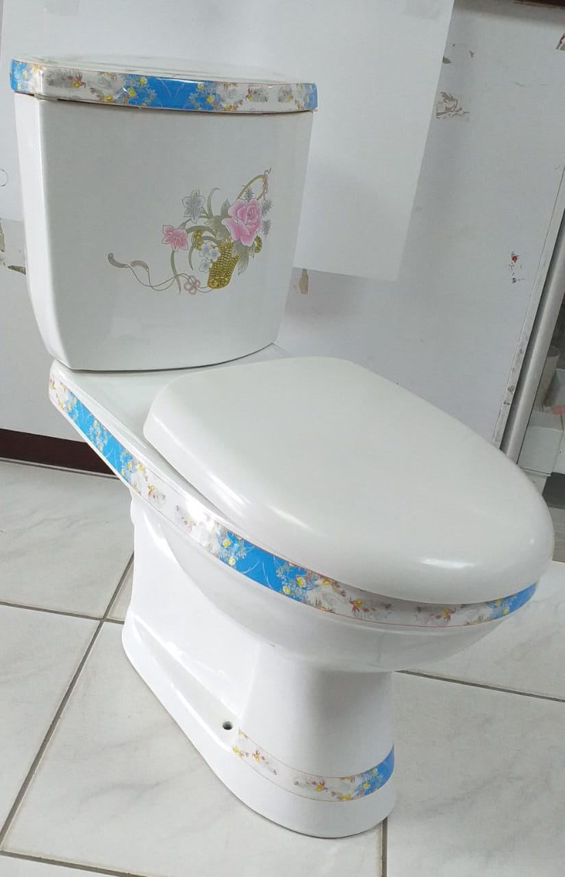 Toilet Set C/COUPLE White W/FLOWER NSC-2107