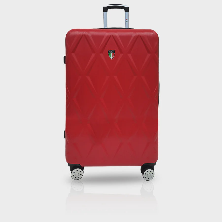 TUCCI ITALY Luggage Suitcase Medium 24" Alveare T0328-24IN-DRED ABS Hard Cover 4 Wheel Spinner Dark Red