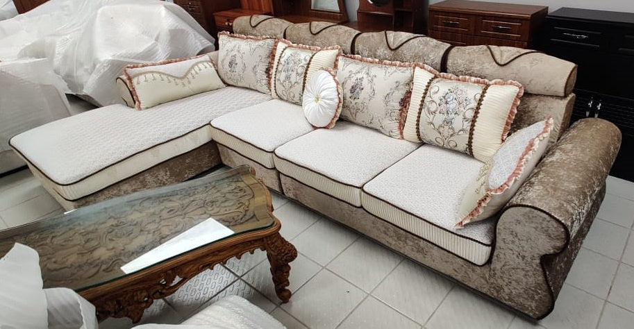 Sofa Set L Shape with Pillows 1805