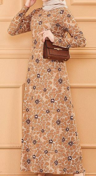 Dress Floral Beige & Brown / Black
