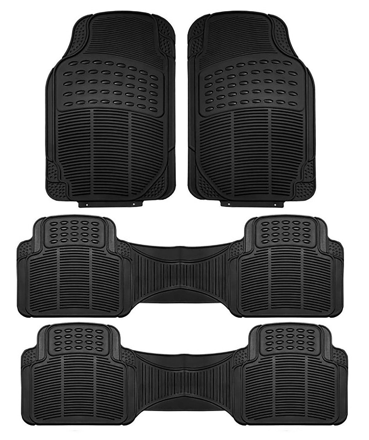 MAJIC Car Mat Universal 126 Continental 4PCS Rubber Black 7-SEATERS +
