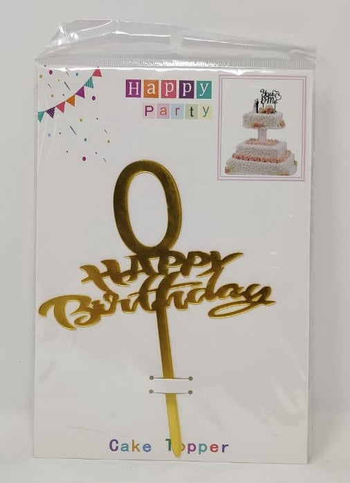 Party Cake Topper Happy Birthday with Numbers 0-9 Gold 870
