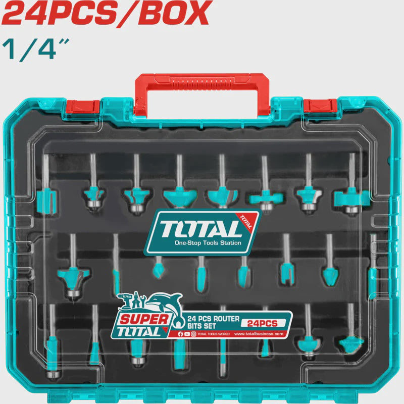 TOTAL Router Bit Set 24PCS TACSR1240104 1/4" Shank