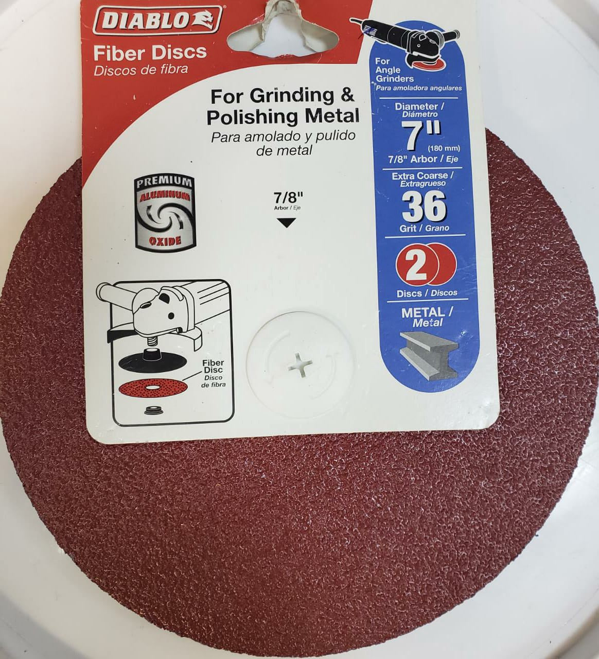 DIABLO Sanding Disc Fiber 7" #36 2PCS