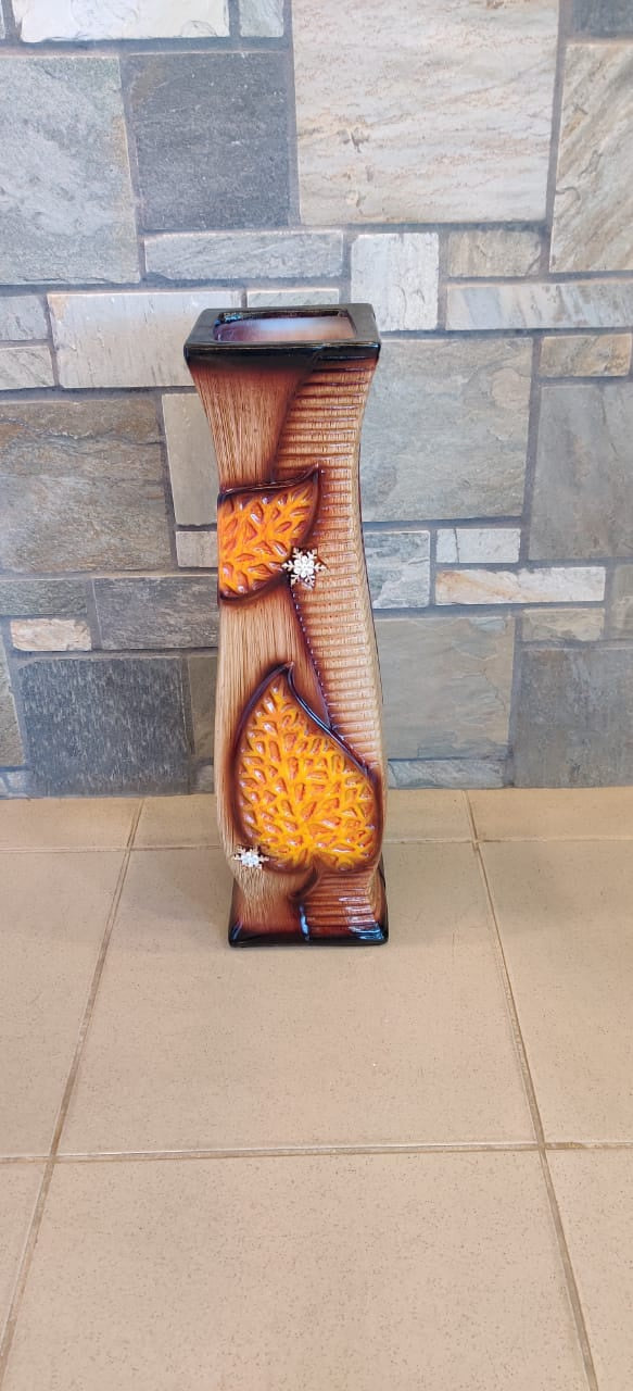 Vase 24" EQ100 Light Brown, Dark Brown & Yellow
