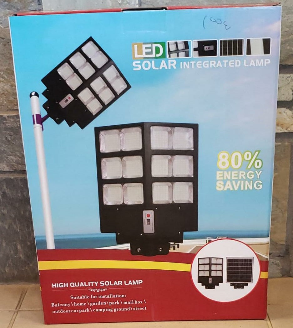 Solar Light 100W LED Street with Panel Integrated Lamp with Pole & Remote